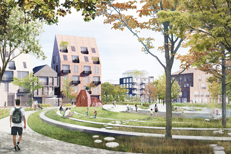 So stellen sich die Planer den neuen Stadtteil nach der Fertigstellung vor, Foto: (c) IBA Hamburg