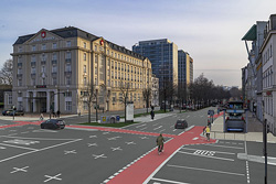 Visualisierung der neu gestalteten Esplanade mit sichereren Radwegen. Foto:  3D Agentur Berlin